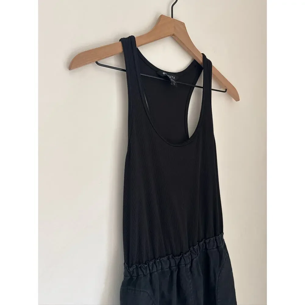 Athleta Baja Linen Racerback Casual Travel Lightweight Maxi Dress - Black S - Picture 3 of 7